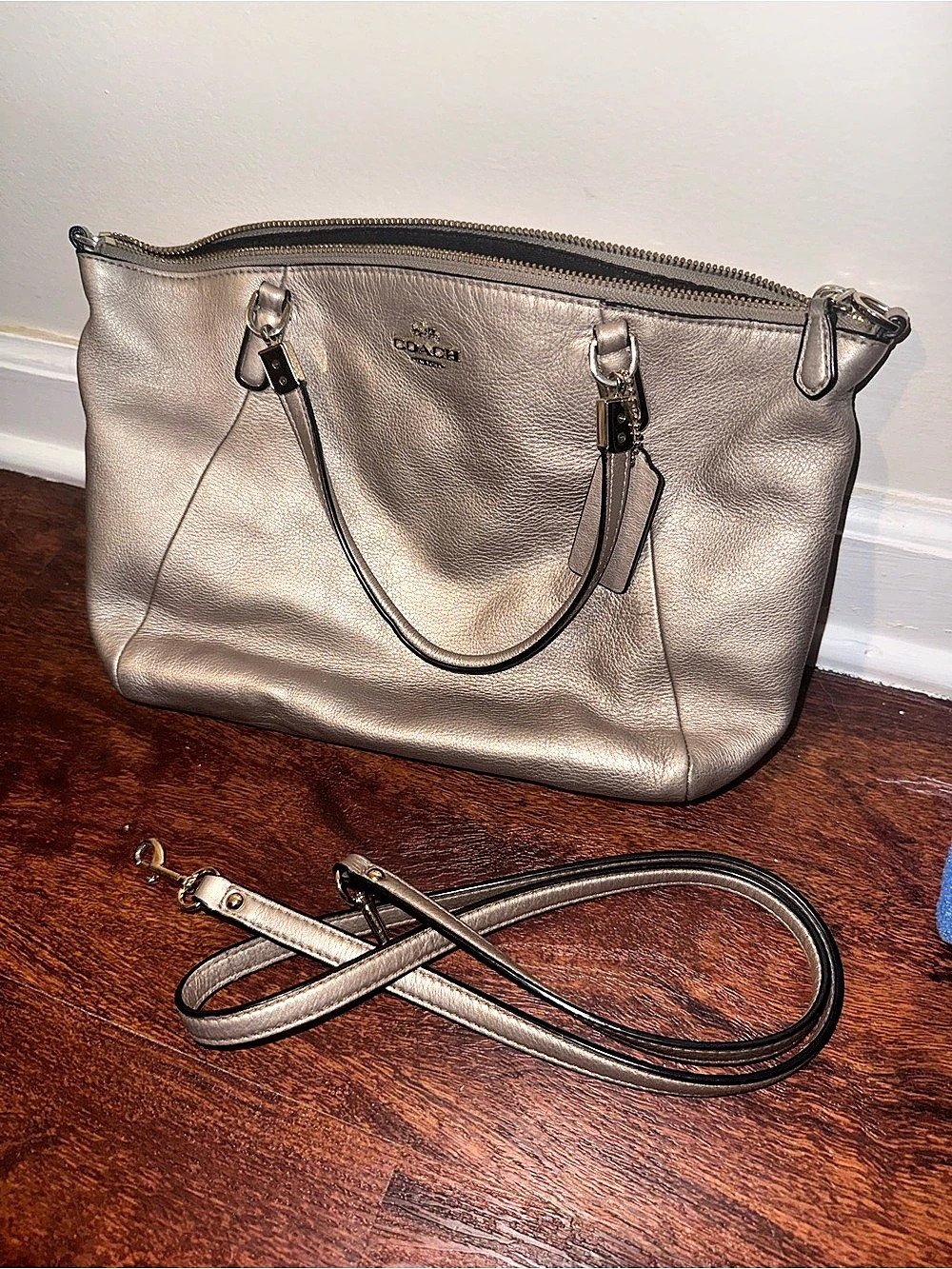 Coach Leather Tote in Gold